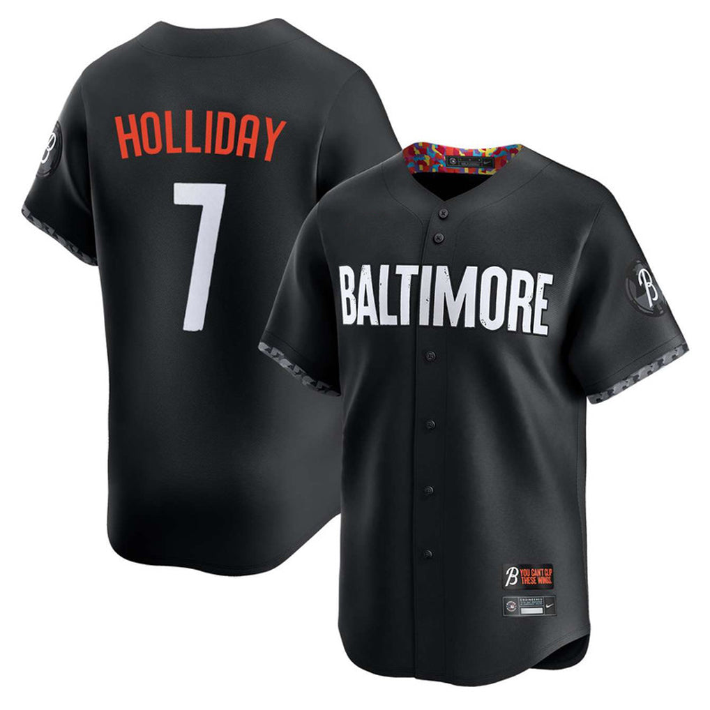 B.Orioles #7 Jackson Holliday Player Black City Connect Limited Home Game Edoa Stitched Jerseys