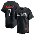 B.Orioles #7 Jackson Holliday Player Black City Connect Limited Home Game Edoa Stitched Jerseys