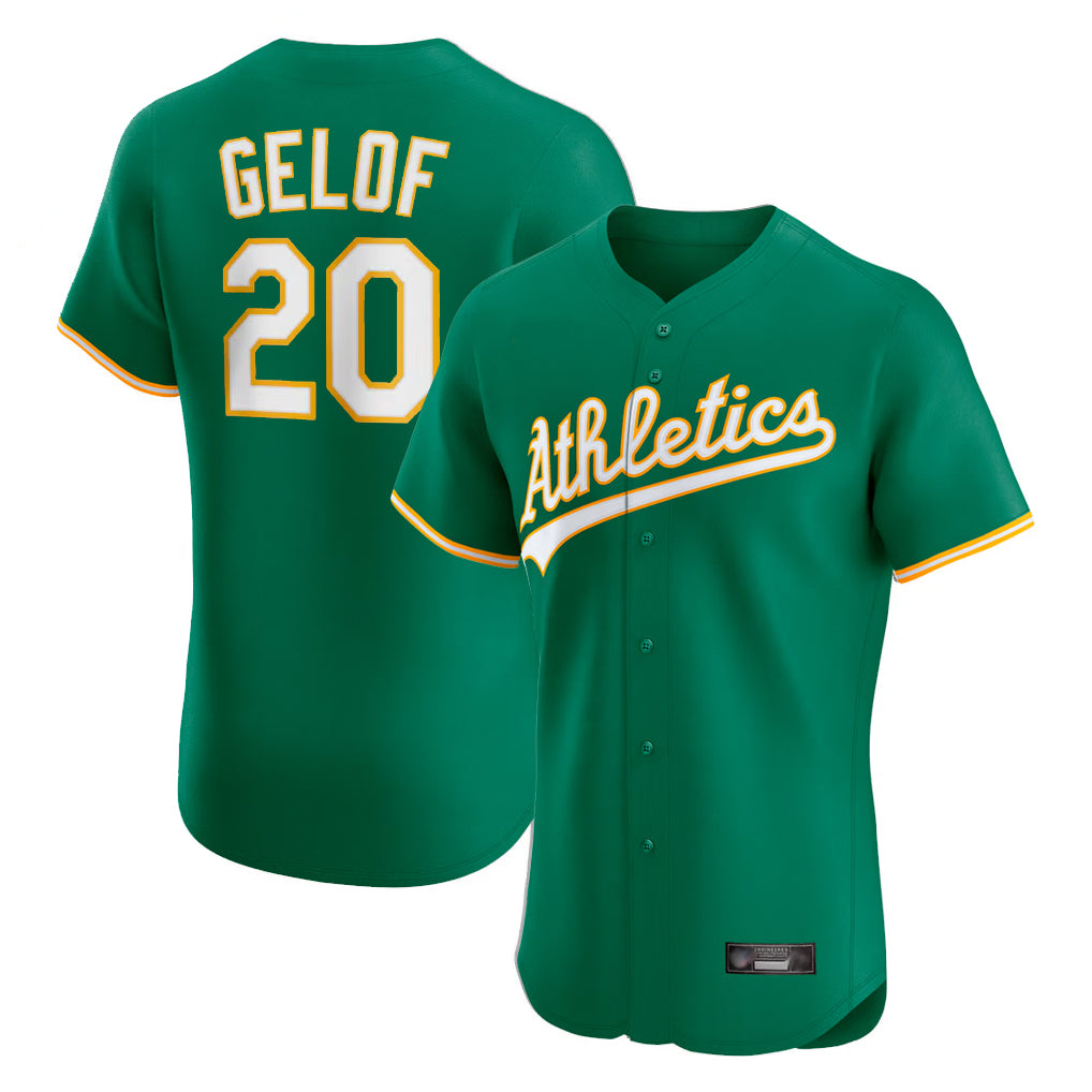 Athletics #20 Zack Gelof Player Kelly Green Limited Elite Home Game Edoa Stitched Jerseys