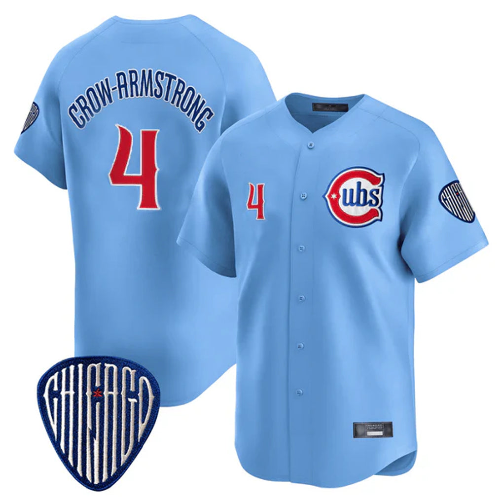 C.Cubs #4 Pete Crow-Armstrong Player Blue Vapor Premier Limited Home Edoa Stitched Jerseys