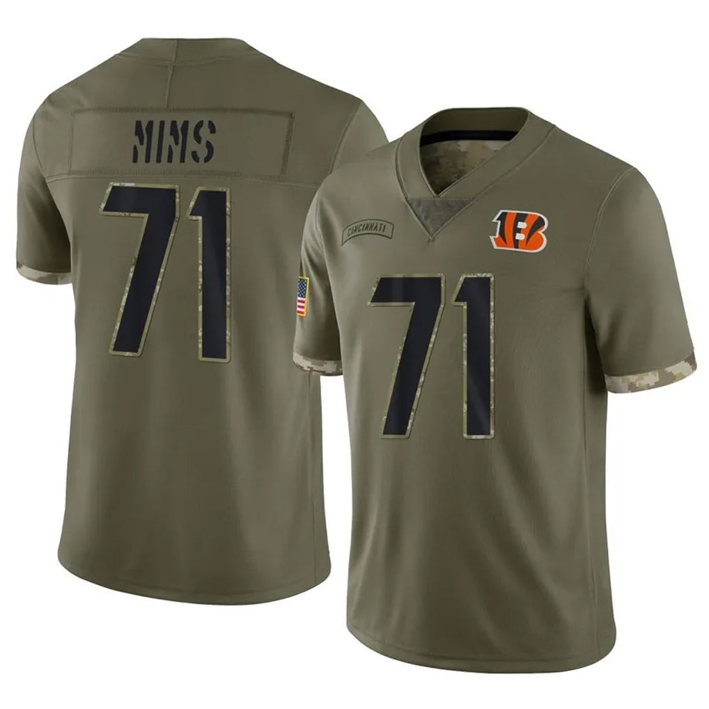 C.Bengals #71 Amarius Mims Player Olive Salute to Service Limited Game Edoa Stitched Jerseys