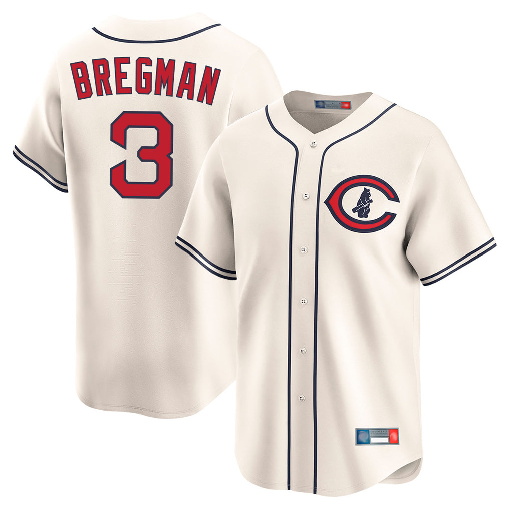 C.Cubs #3 Alex Bregman Player Cream Field of Dreams Limited Home Game Edoa Stitched Jerseys