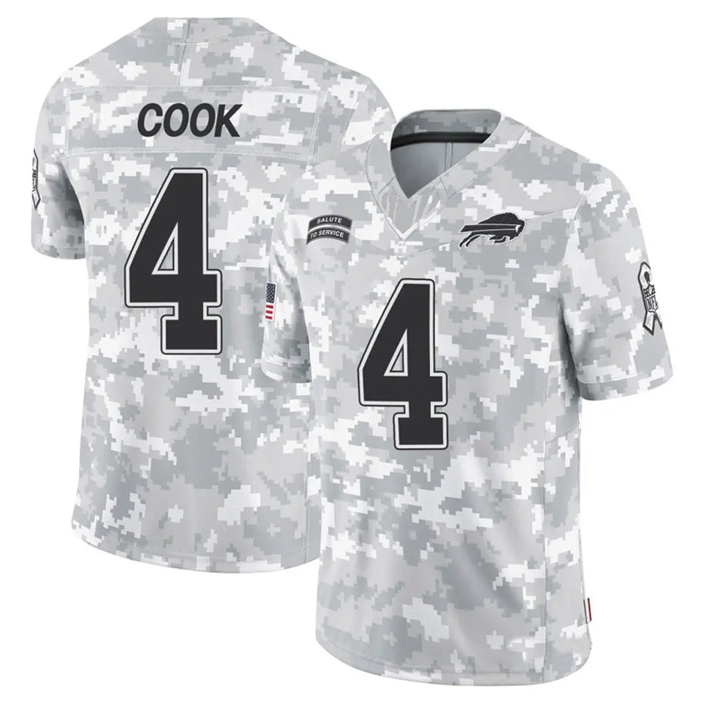 B.Bills #4 James Cook III Player Arctic Camo Salute to Service Limited Edoa Stitched Jerseys