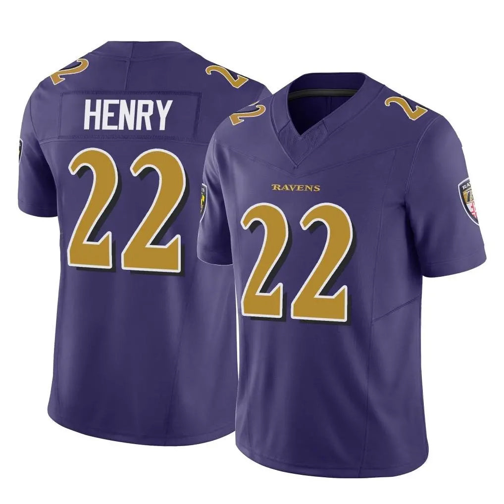 B.Ravens #22 Derrick Henry Player Purple Limited Home Game Edoa Stitched Jerseys