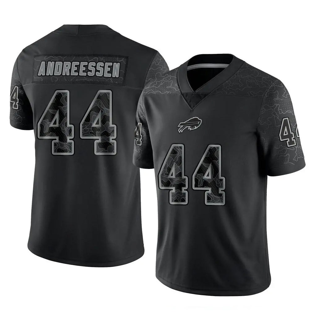 B.Bills #44 Joe Andreessen Player Black RFLCTV Limited Edoa Stitched Jerseys