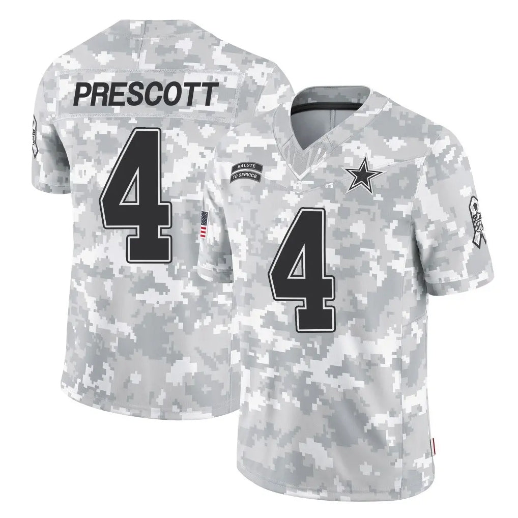 D.Cowboys #4 Dak Prescott Player Arctic Camo Salute to Service Limited Home Game Edoa Stitched Jerseys