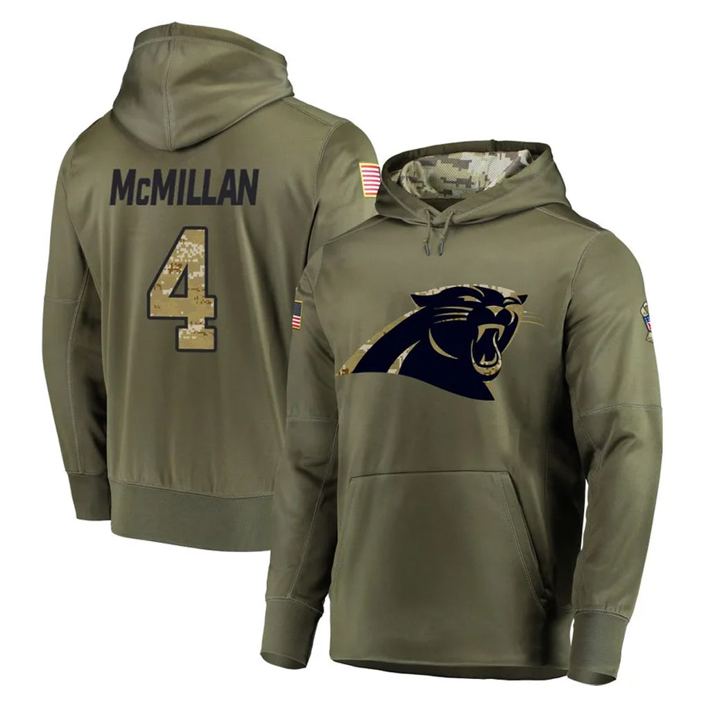 C.Panthers #4 Tetairoa McMillan Player Olive Salute to Service Hoodies Edoa Stitched Jerseys