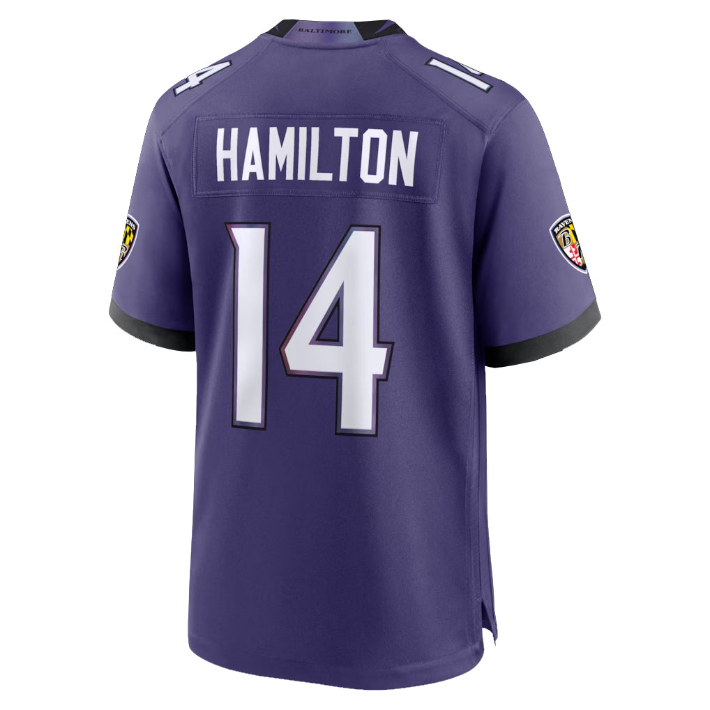 B.Ravens #14 Kyle Hamilton Player Purple Home Game Edoa Stitched Jerseys