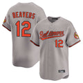 B.Orioles #12 Dylan Beavers Player Gray Limited Home Game Edoa Stitched Jerseys