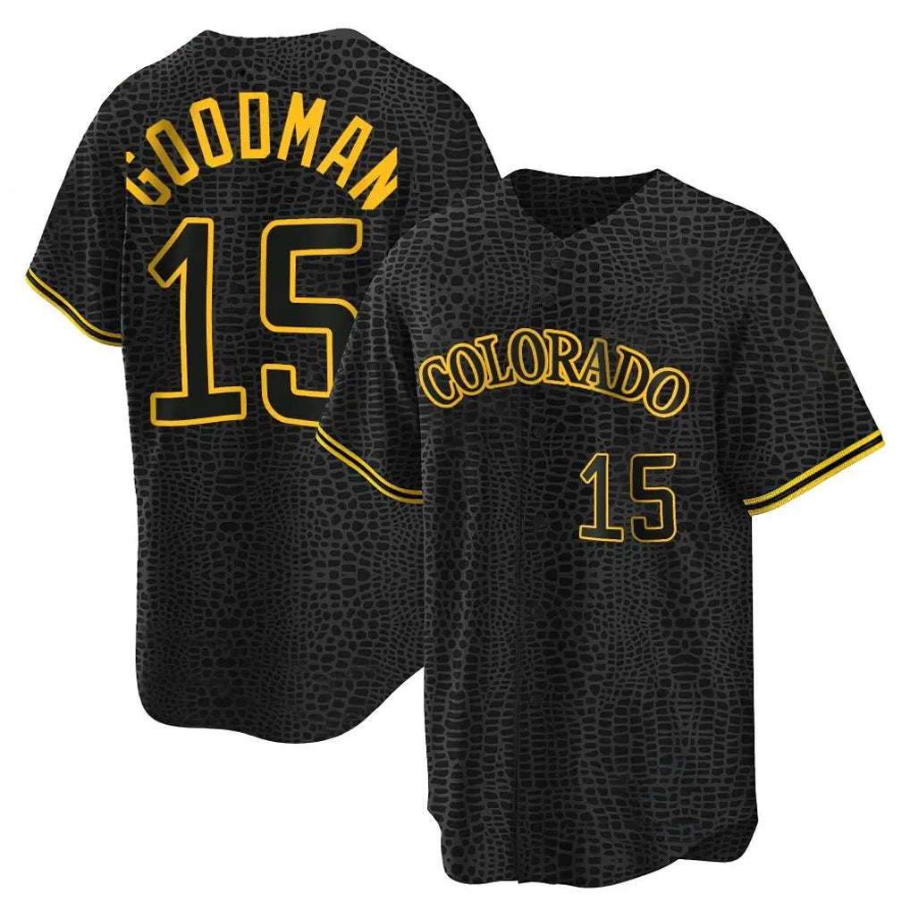 C.Rockies #15 Hunter Goodman Player Black Snake Skin City Home Game Edoa Stitched Jerseys