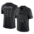 C.Panthers #63 Rasheed Walker Player Black Limited Reflective Game Edoa Stitched Jerseys