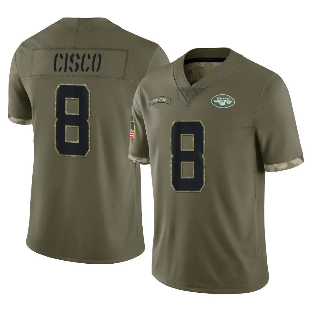 NY.Jets #8 Andre Cisco Player Olive Salute To Service Limited Edoa Stitched Jerseys