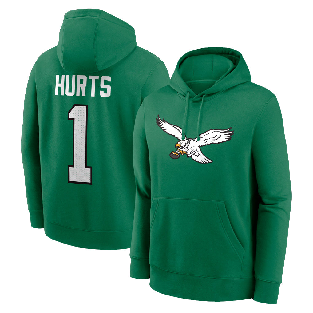 P.Eagles #1 Jalen Hurts Player Green Pullover Hoodies Home Game Edoa Stitched Jerseys