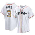 H.Astros #3 Jeremy Pe?a Player Gold Collection Game Home Edoa Stitched Jerseys