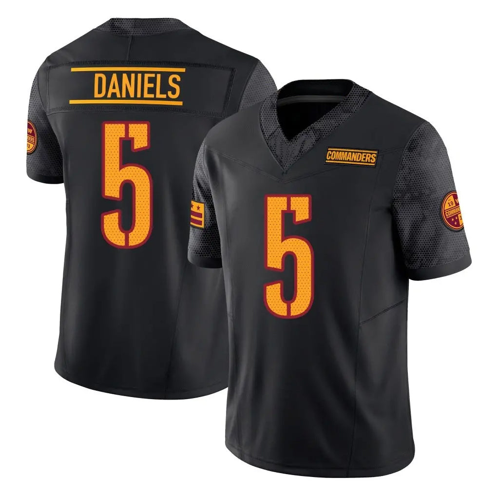 W.Commanders #5 Jayden Daniels Player Black Limited Vapor F.U.S.E. Home Game Edoa Stitched Jerseys