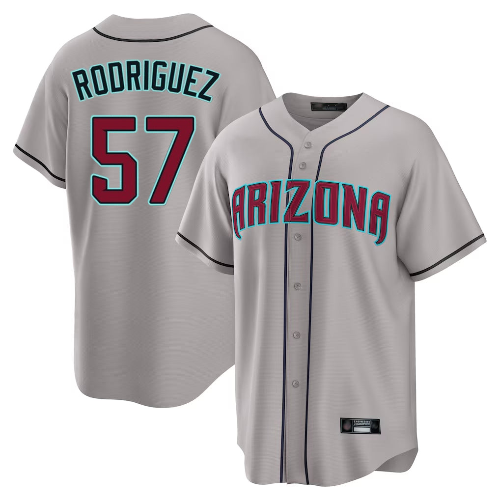 A.Diamondbacks #57 Eduardo Rodriguez Player Gray Road Home Game Edoa Stitched Jerseys