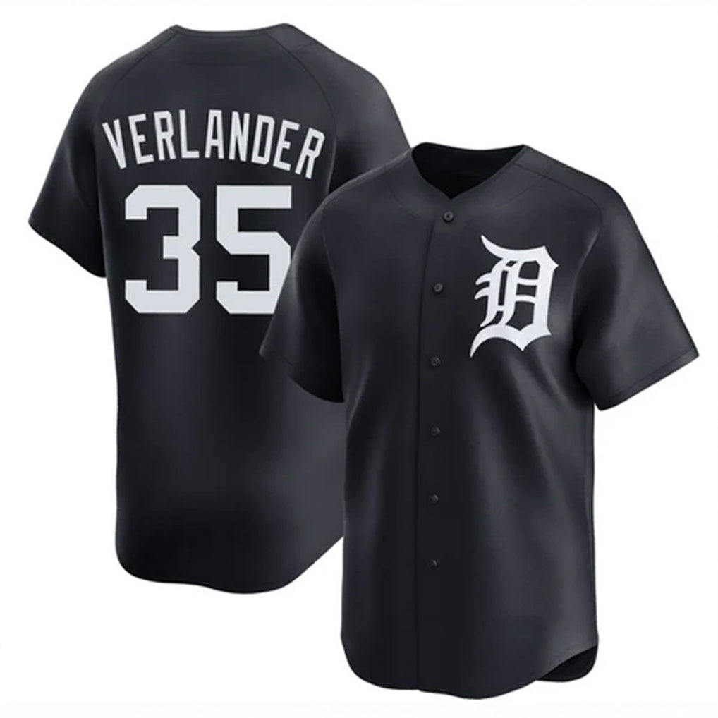 D.Tigers #35 Justin Verlander Player Navy Home Limited Game Edoa Stitched Jerseys