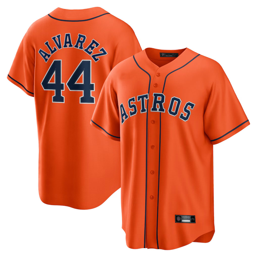 H.Astros #44 Yordan Alvarez Player Orange Home Game Edoa Stitched Jerseys