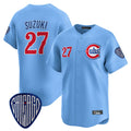 C.Cubs #27 Seiya Suzuki Player Blue Vapor Premier Limited Home Edoa Stitched Jerseys