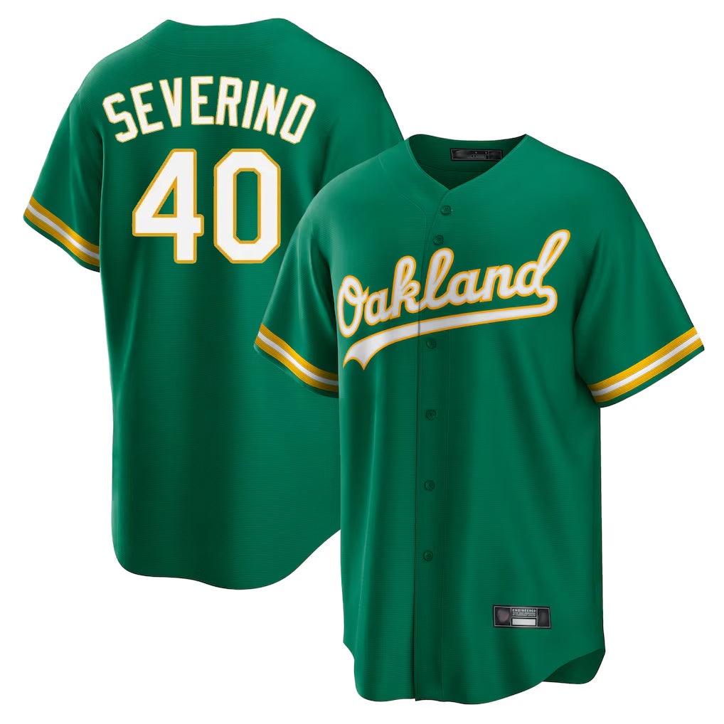 Athletics #40 Luis Severino Player Kelly Green Home Game Edoa Stitched Jerseys