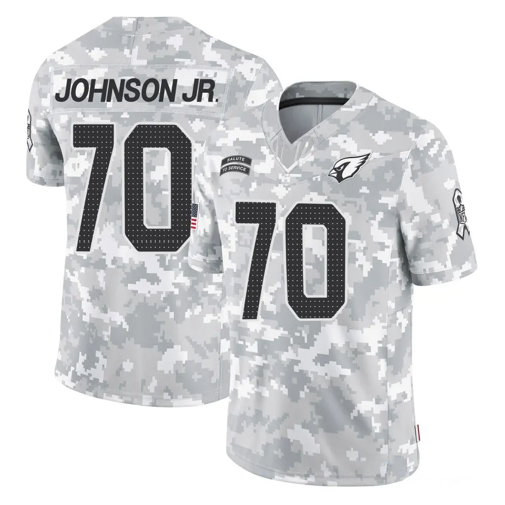 A.Cardinals #70 Paris Johnson Jr. Player Arctic Camo Limited Salute To Service Home Game Edoa Stitched Jerseys