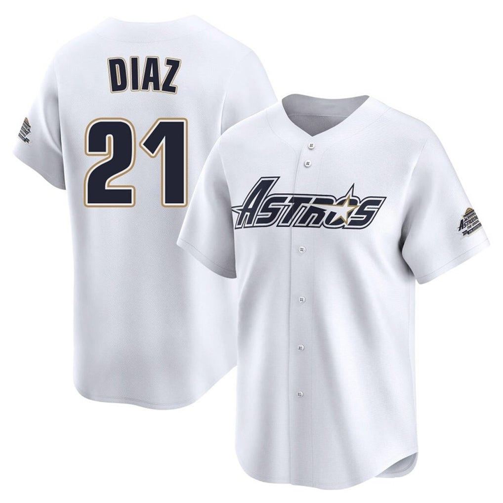 H.Astros #21 Yainer Diaz Player White Throwback Cooperstown Collection Limited Edoa Stitched Jerseys