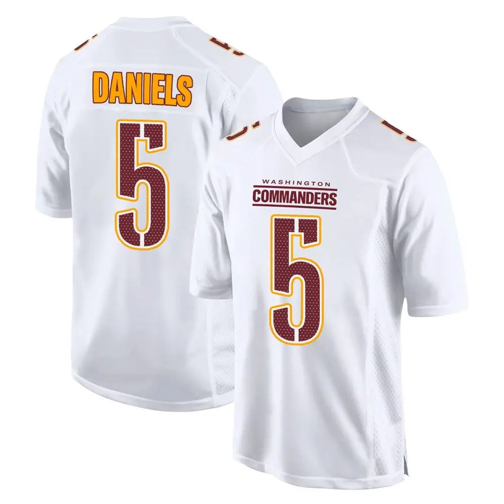 W.Commanders #5 Jayden Daniels Player White Tundra Fashion Home Game Edoa Stitched Jerseys