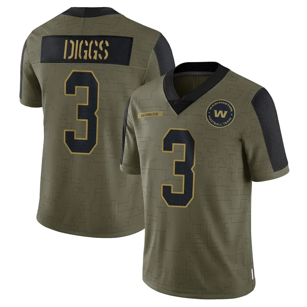W.Commanders #3 Stefon Diggs Player Olive Salute To Service Limited Game Edoa Stitched Jerseys