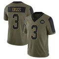 W.Commanders #3 Stefon Diggs Player Olive Salute To Service Limited Game Edoa Stitched Jerseys