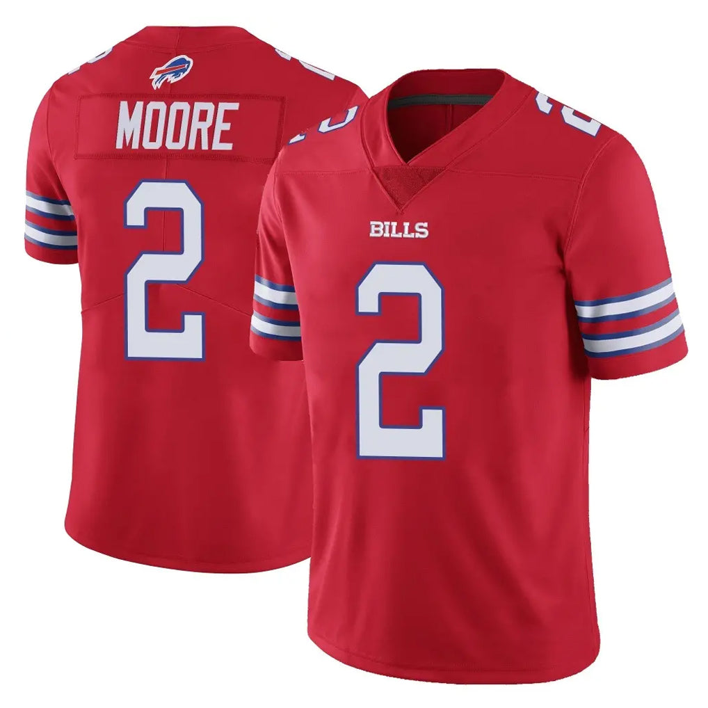 B.Bills #2 DJ Moore Player Red Vapor Untouchable Limited Edoa Stitched Jerseys