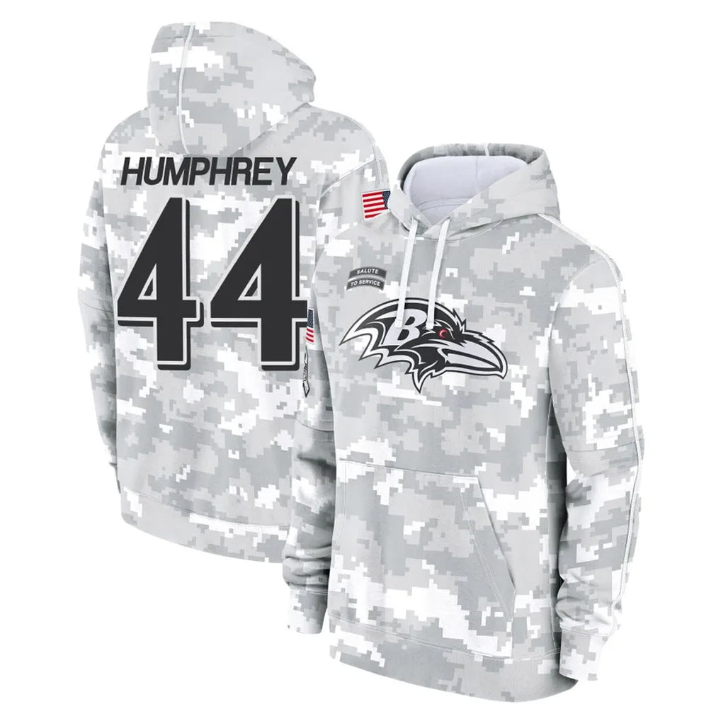 B.Ravens #44 Marlon Humphrey Player Arctic Camo Salute To Service Hoodie Edoa Stitched Jerseys