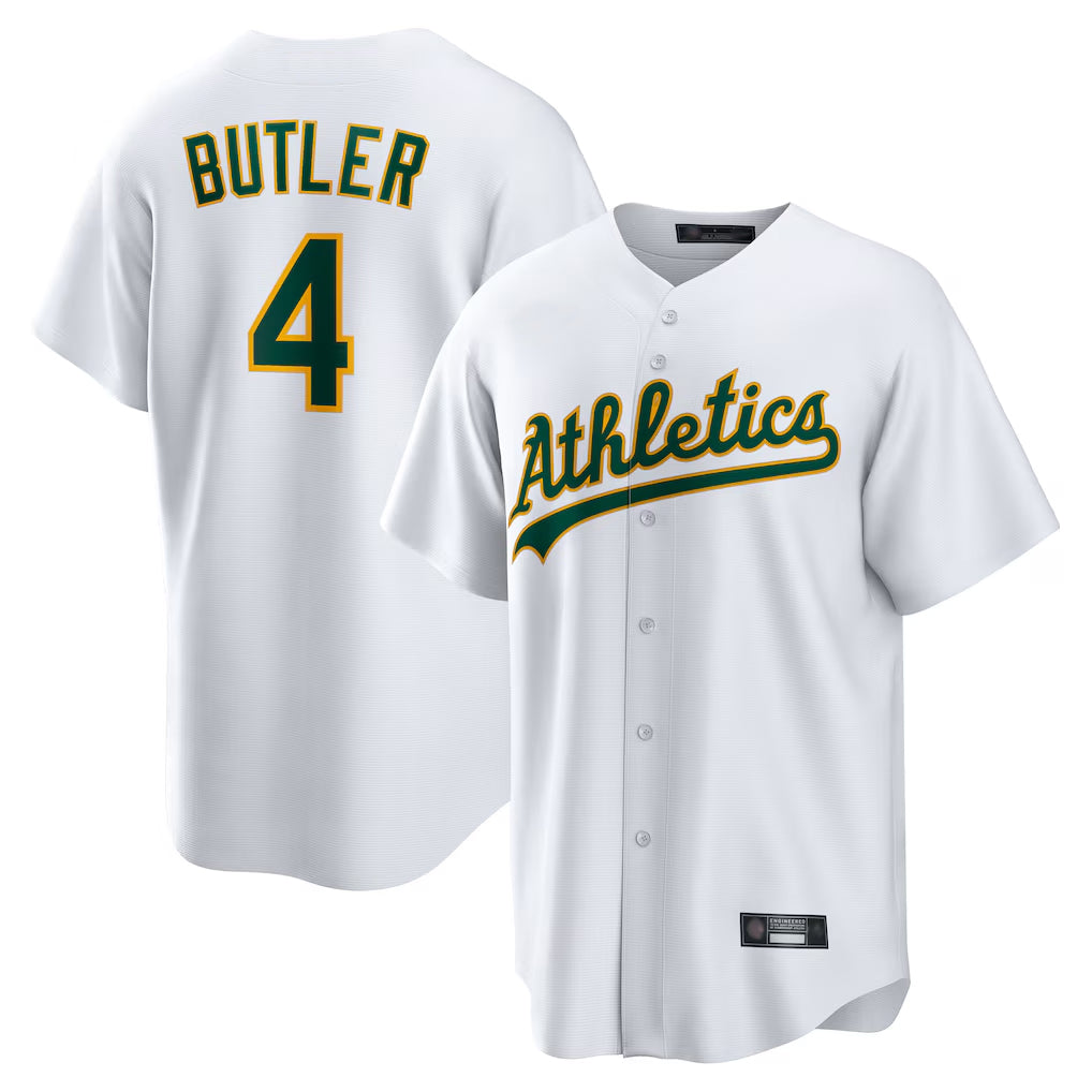 Athletics #4 Lawrence Butler Player White Home Game Edoa Stitched Jerseys