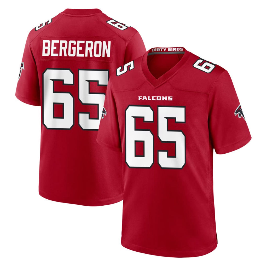 A.Falcons #65 Matthew Bergeron Player Red Team Color Home Game Edoa Stitched Jerseys