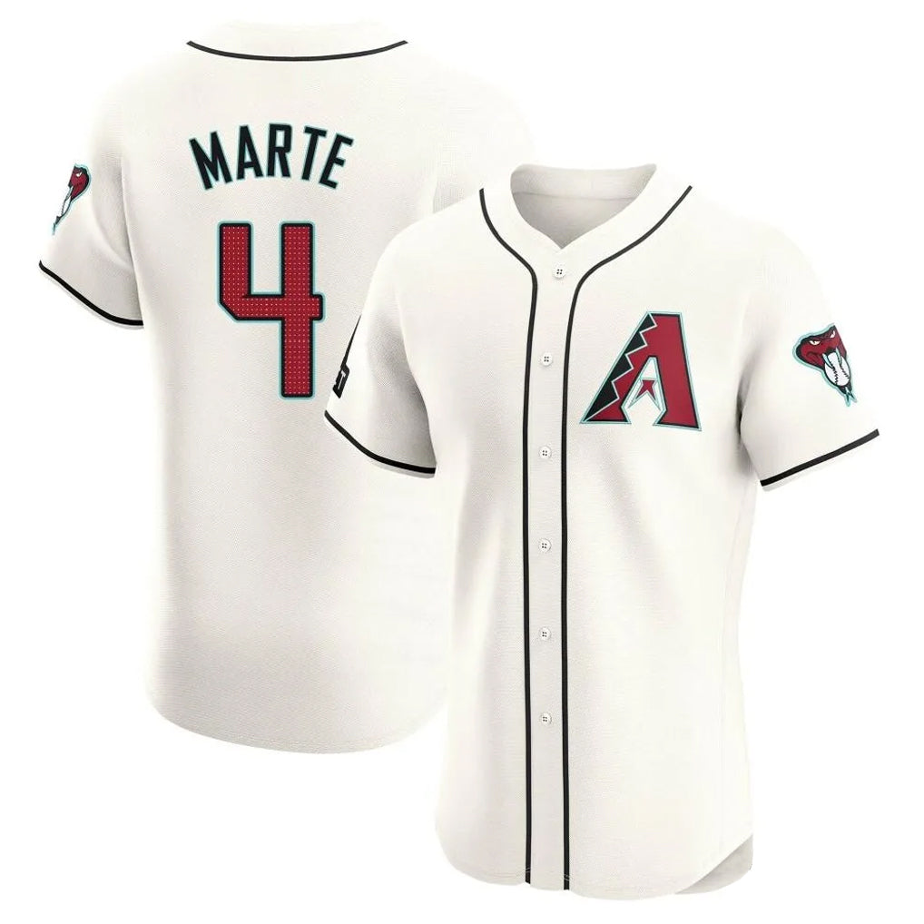 A.Diamondbacks #4 Ketel Marte Player Cream Limited Elite Home Game Edoa Stitched Jerseys