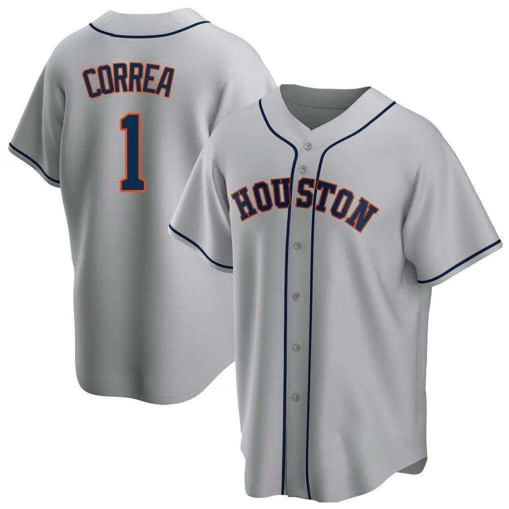 H.Astros #1 Carlos Correa Player Gray Home Game Edoa Stitched Jerseys