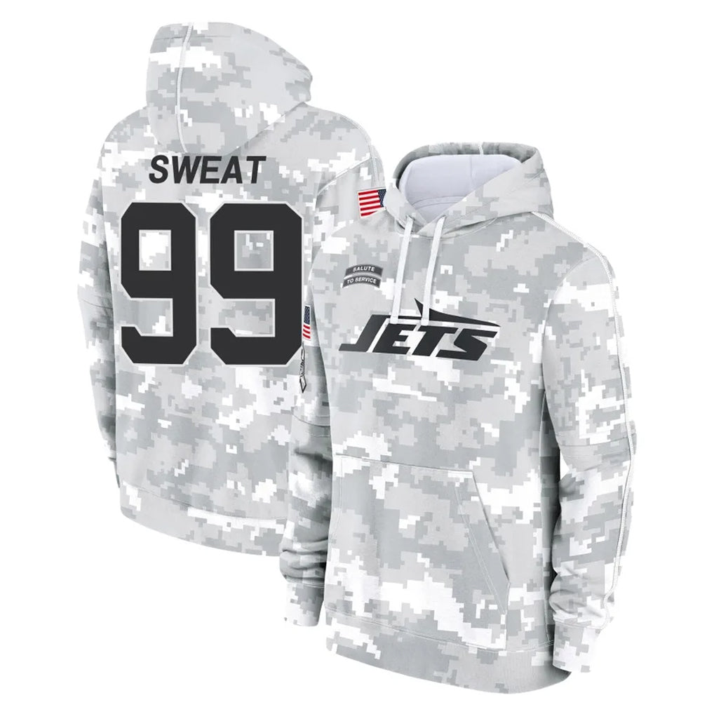 NY.Jets #99 T'Vondre Sweat Player Arctic Camo Salute to Service Pullover Hoodies Limited Game Edoa Stitched Jerseys