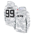 NY.Jets #99 T'Vondre Sweat Player Arctic Camo Salute to Service Pullover Hoodies Limited Game Edoa Stitched Jerseys