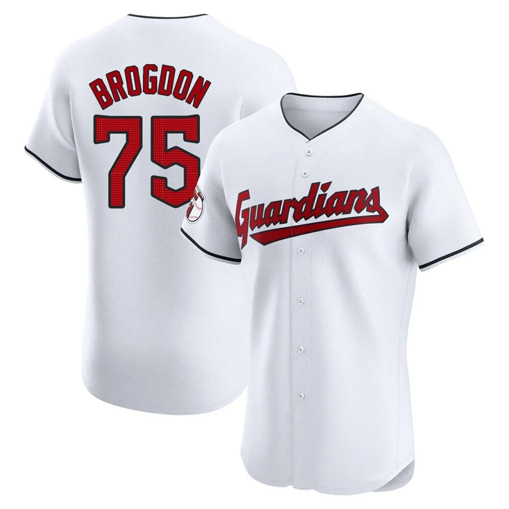 C.Guardians #75 Connor Brogdon Player White Limited Elite Home Edoa Stitched Jerseys