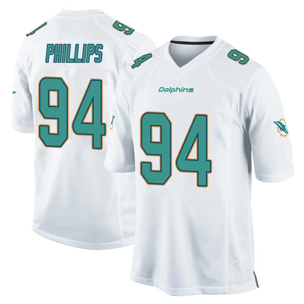 M.Dolphins #94 Jordan Phillips Player White Home Game Edoa Stitched Jerseys