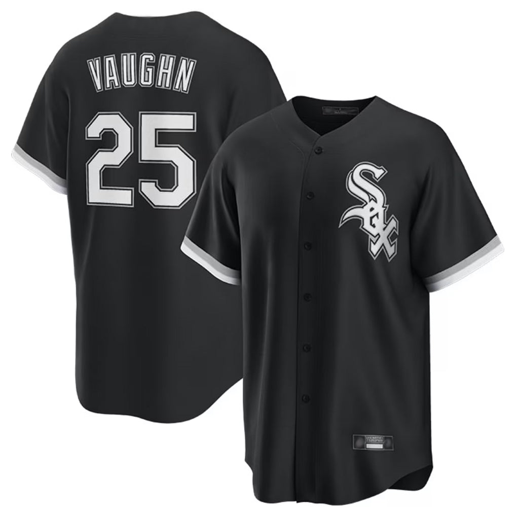 C.White Sox #25 Andrew Vaughn Player Black Home Game Edoa Stitched Jerseys