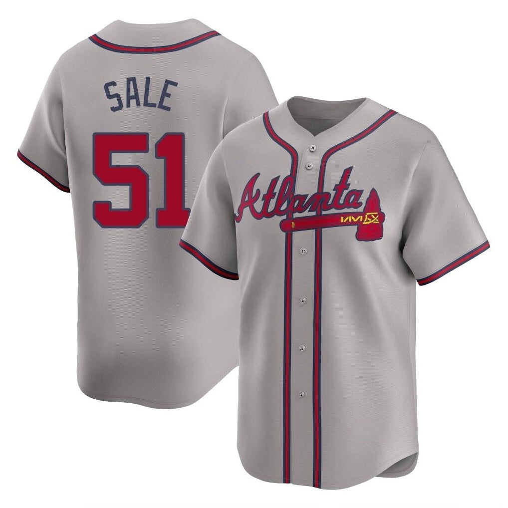 A.Braves #51 Chris Sale Player Gray Limited Home Game Edoa Stitched Jerseys