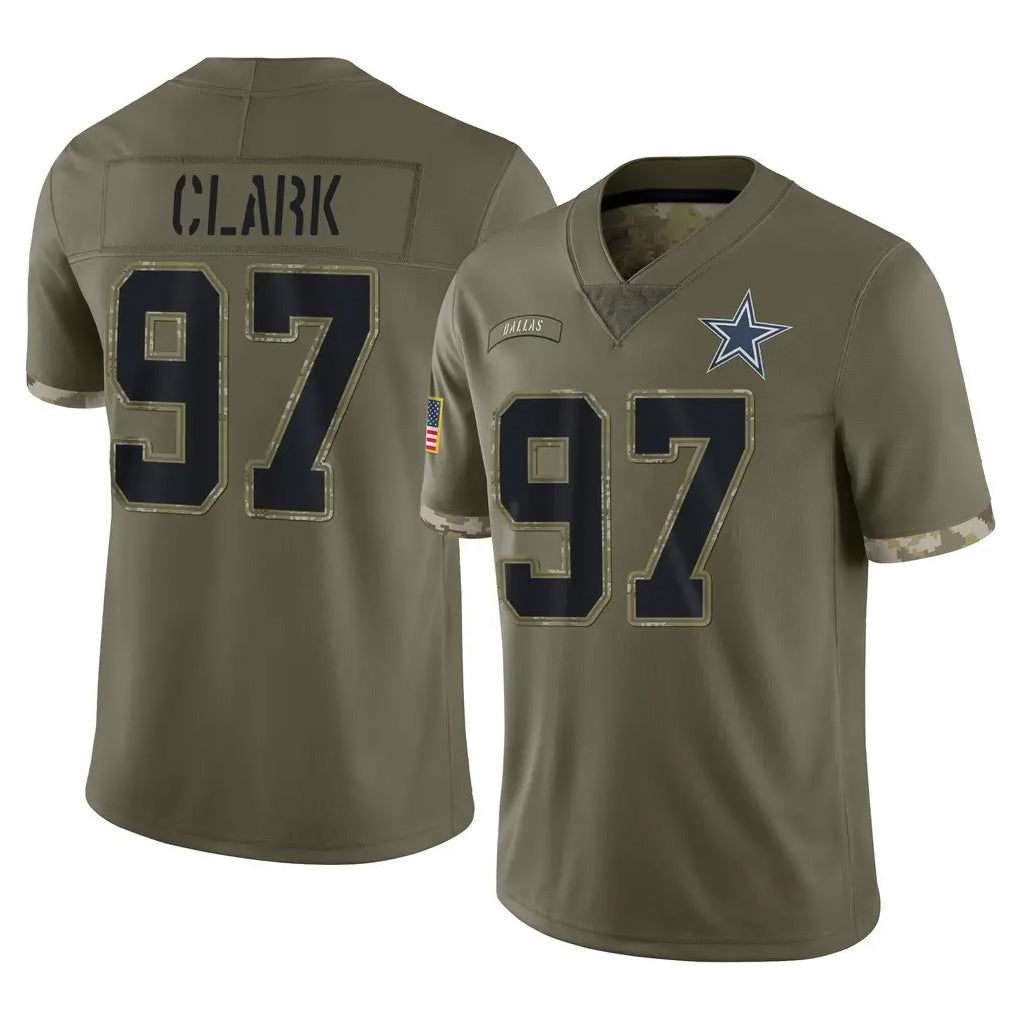 D.Cowboys #97 Kenny Clark Player Olive Salute to Service Limited Game Edoa Stitched Jerseys
