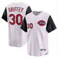 C.Reds #30 Ken Griffey Player White Black Stripe Field of Dreams Game Home Edoa Stitched Jerseys