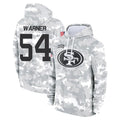 SF.49ers #54 Fred Warner Player Arctic Camo Limited Salute to Service Pullover Hoodies Game Edoa Stitched Jerseys