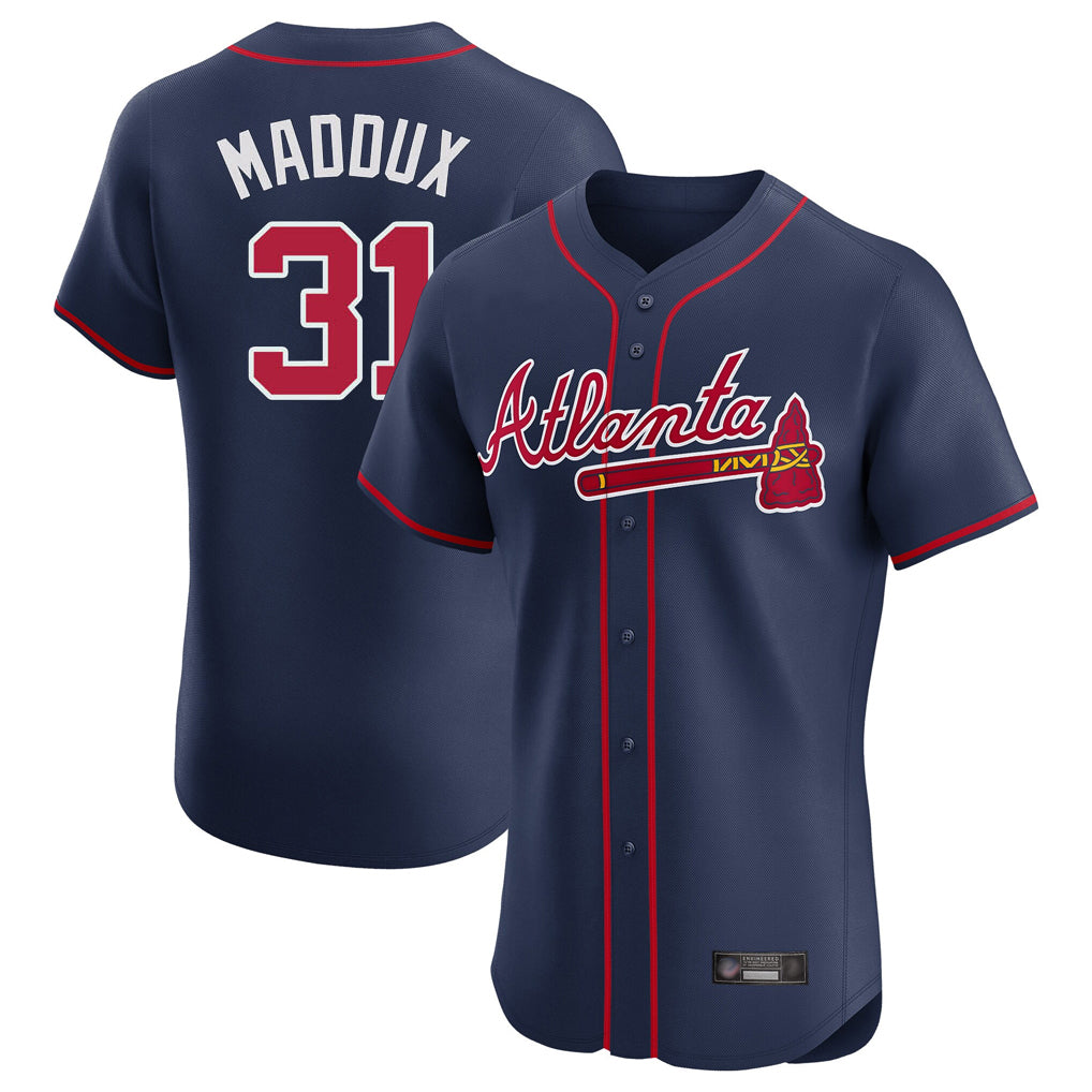A.Braves #31 Greg Maddux Player Navy Limited Elite Home Game Edoa Stitched Jerseys
