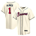 A.Braves #1 Ozzie Albies Player Cream Home Game Edoa Stitched Jerseys