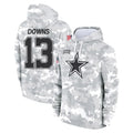 D.Cowboys #13 Caleb Downs Player Arctic Camo Salute to Service Hoodies Limited Game Edoa Stitched Jerseys