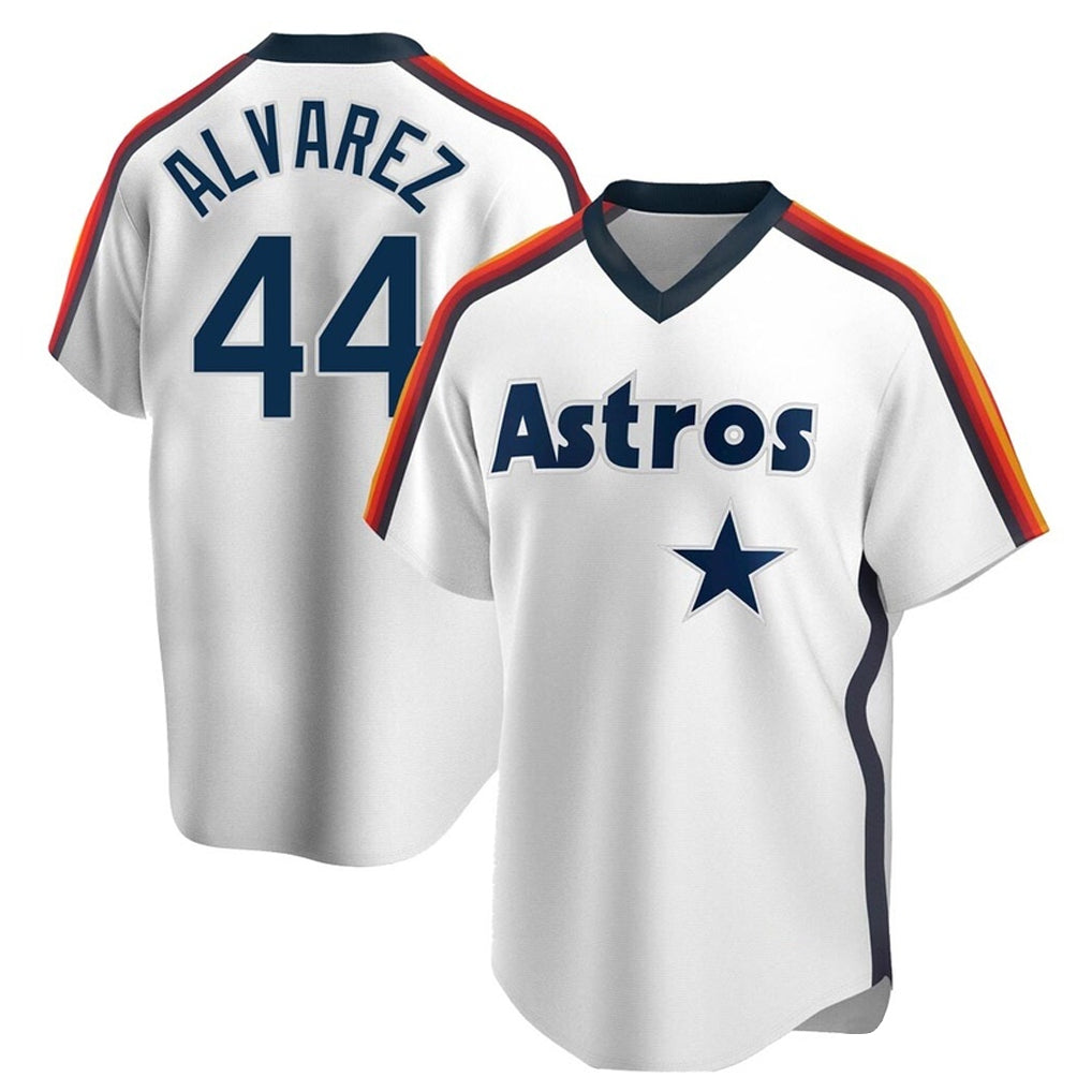 H.Astros #44 Yordan Alvarez Player White Cooperstown Collection T-shirt Edoa Stitched Jerseys
