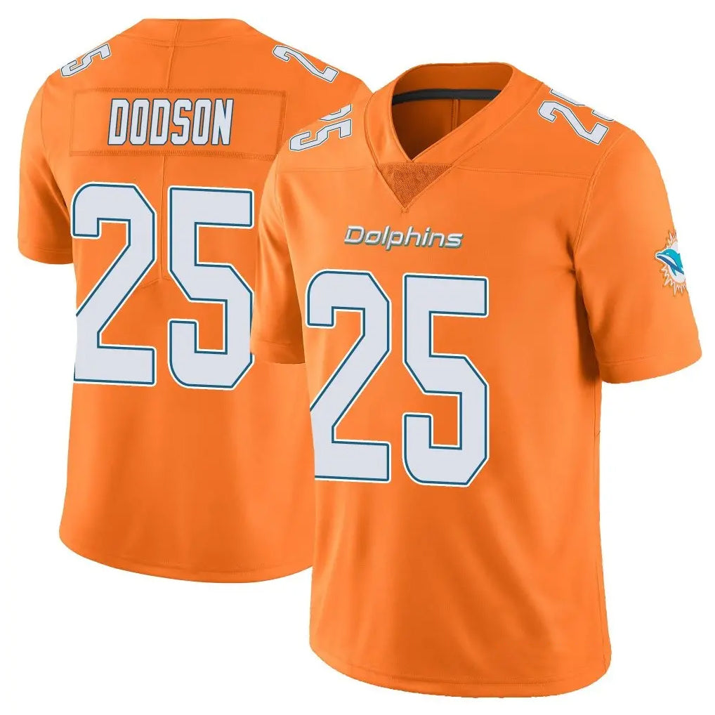 M.Dolphins #25 Tyrel Dodson Player Orange Limited Home Game Edoa Stitched Jerseys