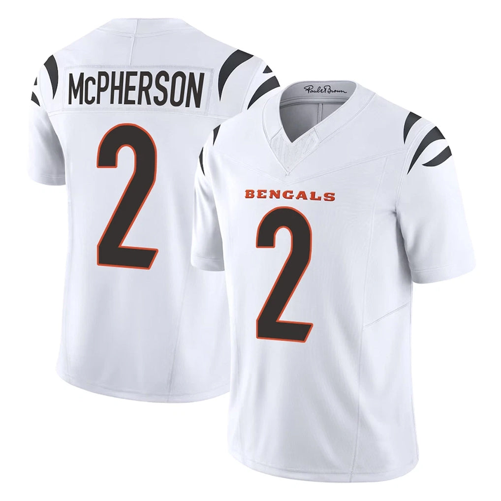 C.Bengals #2 Evan McPherson Player White Vapor F.U.S.E. Limited Home Game Edoa Stitched Jerseys